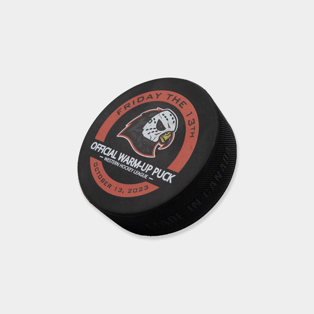 Masked Hawk Hockey Puck