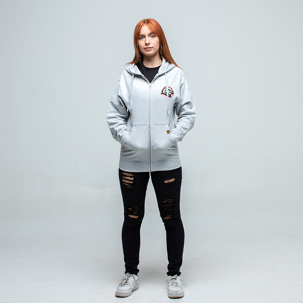 Hawk Head Zip Hoodie - Grey