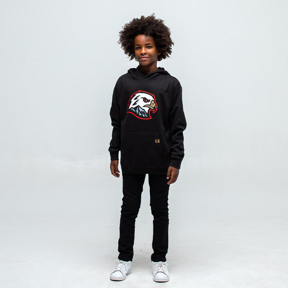 Youth Hawk Head Hoodie - Black