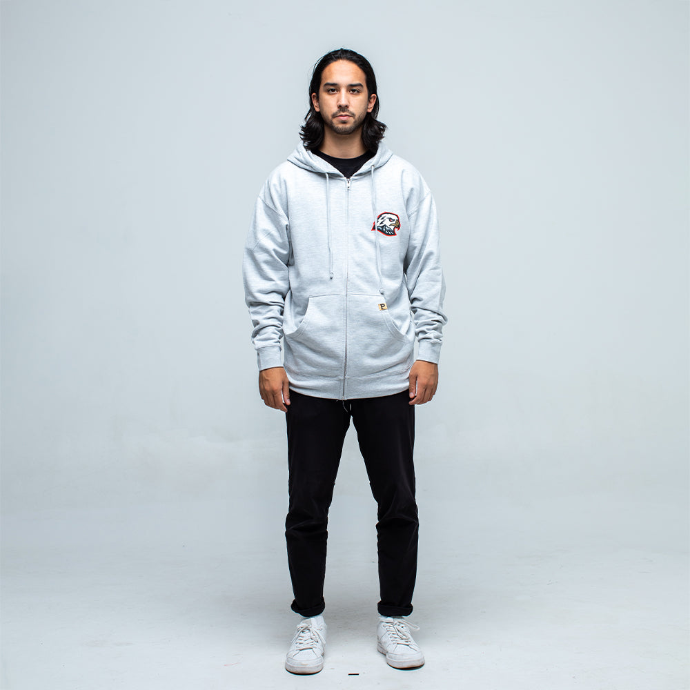 Hawk Head Zip Hoodie - Grey