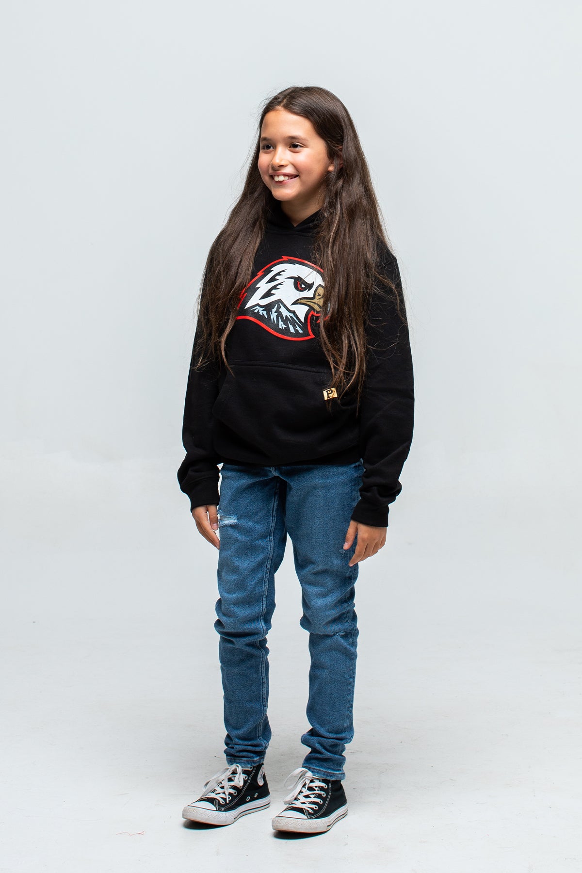 Youth Hawk Head Hoodie - Black