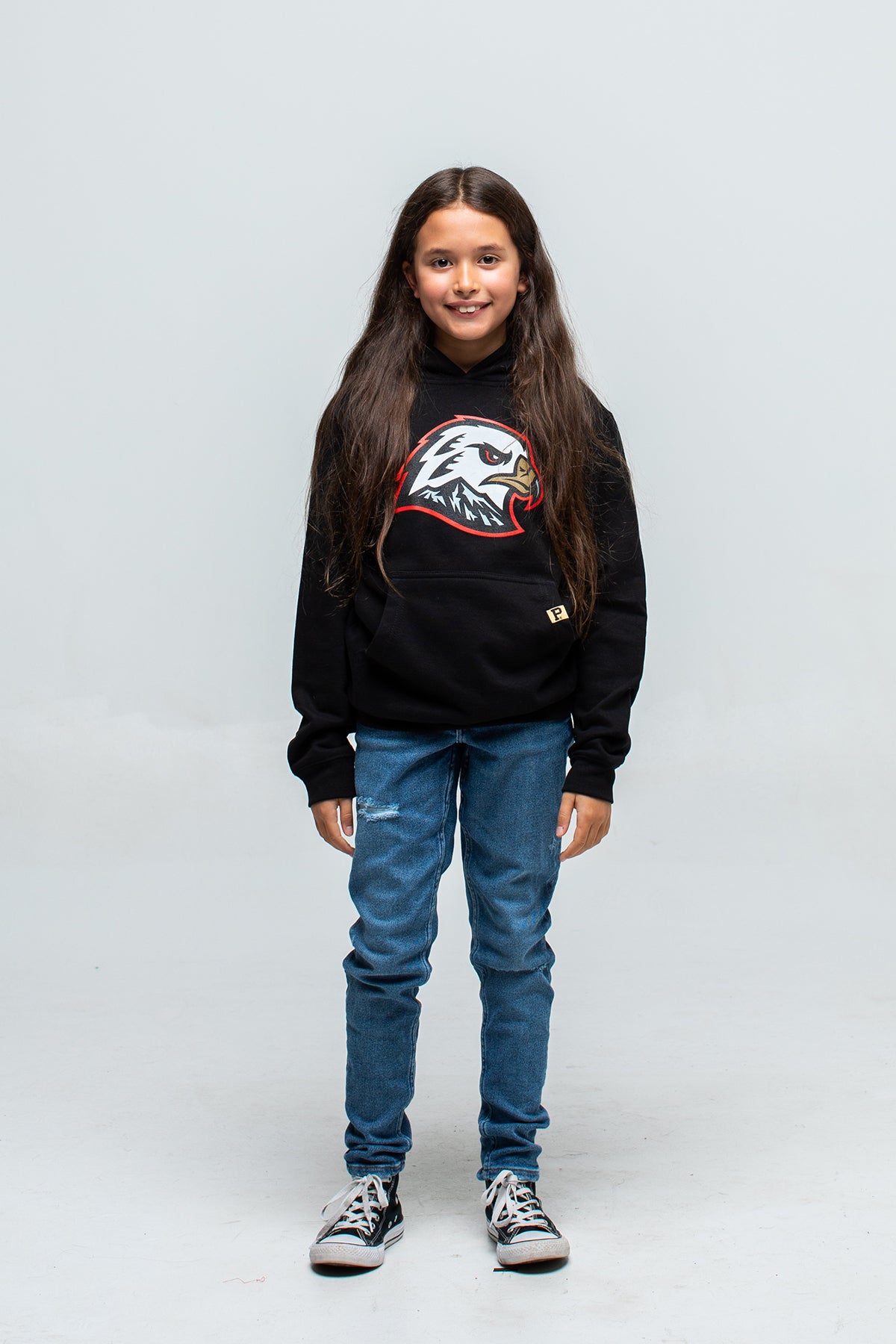 Youth Hawk Head Hoodie - Black