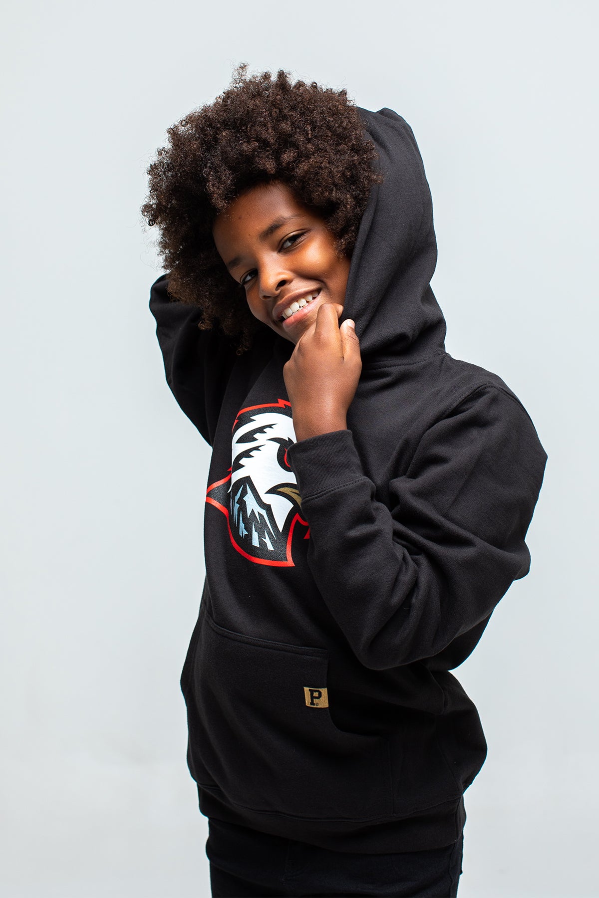 Youth Hawk Head Hoodie - Black