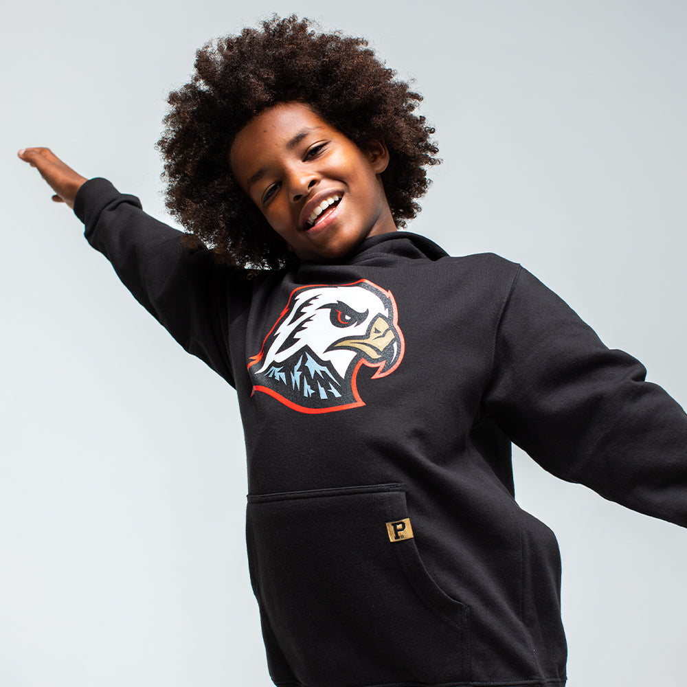 Youth Hawk Head Hoodie - Black