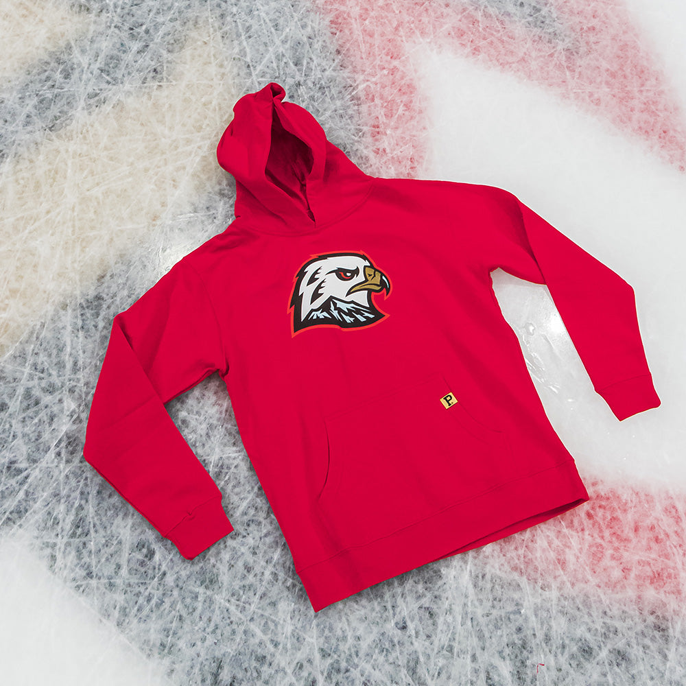 Youth Hawk Head Hoodie - Red