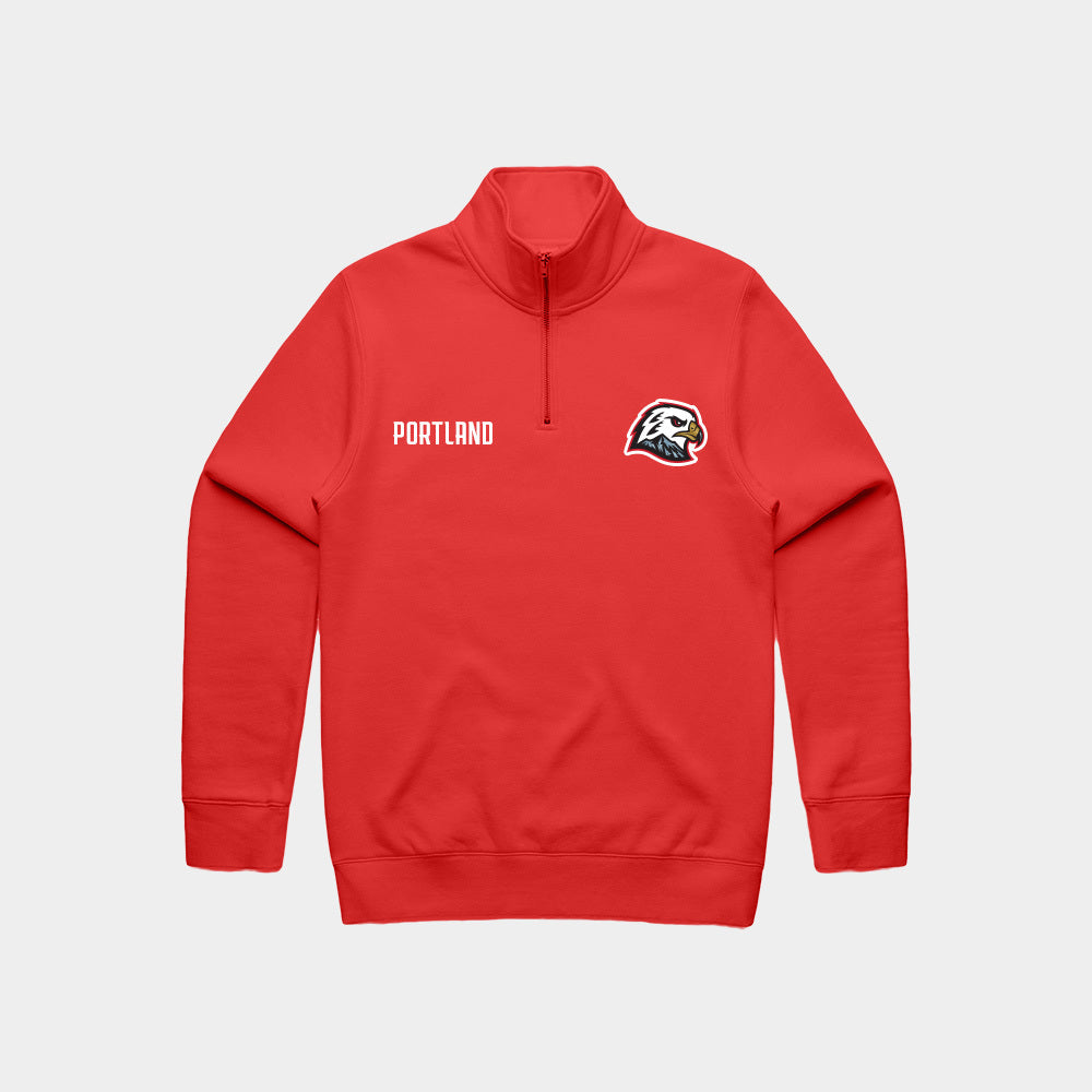 Hawk Head Crest Quarter Zip - Red